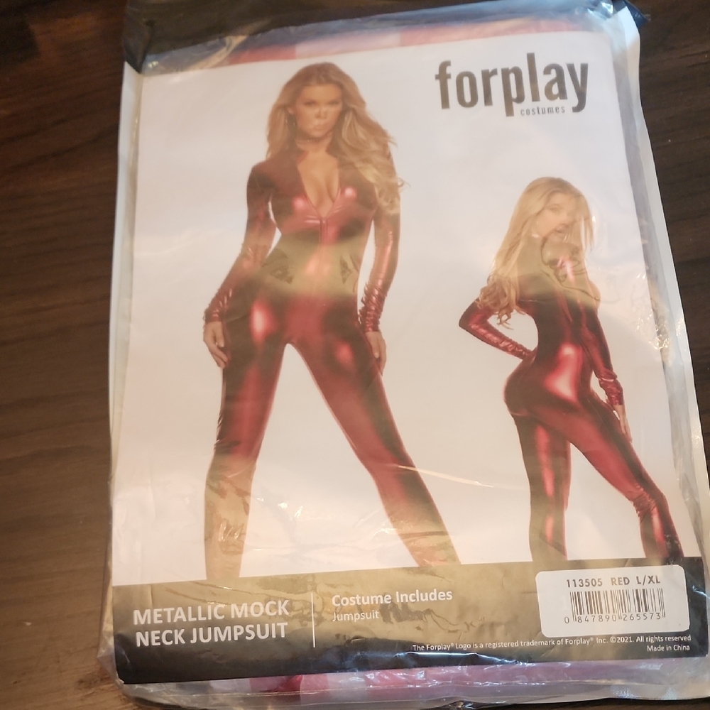 Forplay Metallic Mock Neck Jumpsuit Nwt L/xl